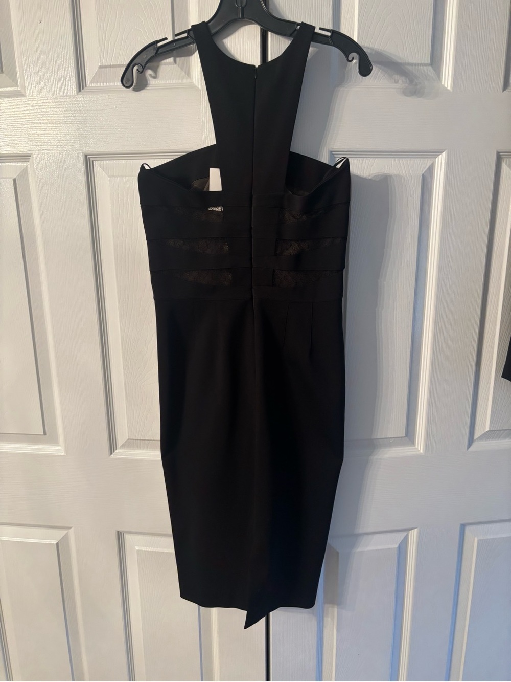cut away -Shoulder Black Cocktail Dress with Sheer Banding